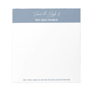 Handschrift Von Schreibtisch von verblasstem Denim Notizblock