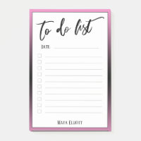 Handschrift zum Auflisten der gestrichenen rosa Om