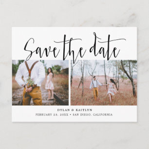 Handschrift zwei Fotos Save the Date Postkarte