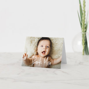 Handschriftenschrift horizontale Fotos Baby Dankeskarte