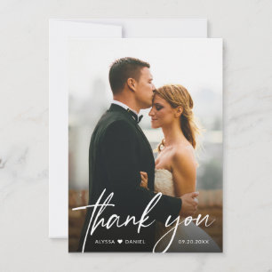 Handschriftenschrift Simple Modern Wedding Foto Dankeskarte