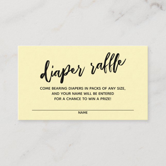 Handschriftenwürfel-Raffelticket blass gelb Begleitkarte (Vorderseite)