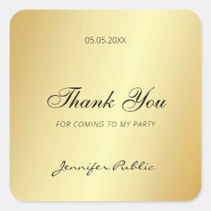 Handschriftlich Danke Text Glamour Gold Vorlage Quadratischer Aufkleber