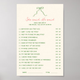 Handschriftlich herunterladen Sie sagte, er sagte Poster