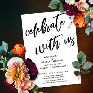 Handschriftliche Feiern Sie mit uns Hochzeitsempfa Einladung