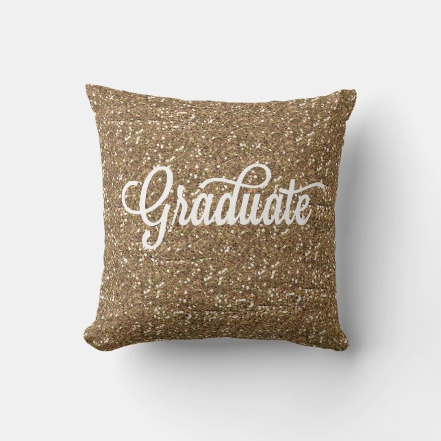 HANDSCHRIFTLICHE GOLD GLITZER ABSCHLUSS PILLOW KISSEN (Vorderseite)