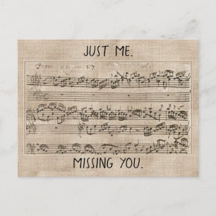 Handschriftliche Musikkomposition Fuge Bach 1700er Postkarte