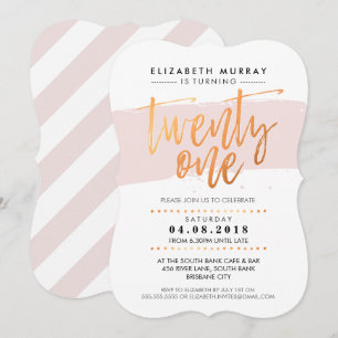 HANDSCHRIFTLICHE SCHRIFTART trendy kupferfarbener  Einladung