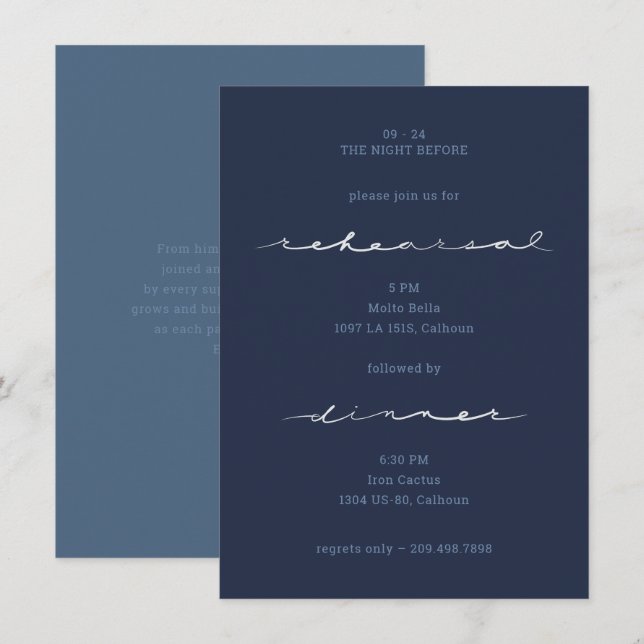 Handschriftliche Skript-Hochzeit Menükarte (Vorne/Hinten)