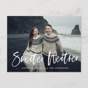 Handschriftliche Sweater-Weather-Overlay-Foto Postkarte