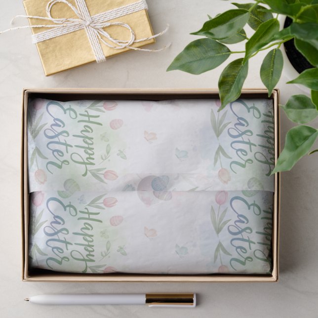 Handschriftliches Frohe Ostern Wasserfarbe Seidenpapier (Geschenk)