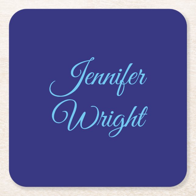 Handschriftname Classic Schlicht Midnight Blue Rechteckiger Pappuntersetzer (Vorderseite)