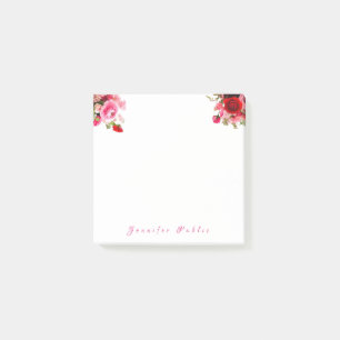 Handschriftname Text Aquarell-Rose Floral Post-it Klebezettel