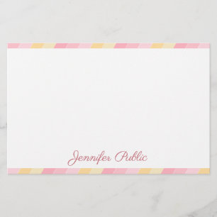 Handschrifts-Namenstext-Rosa-Gelb-Weiß-Schablone Briefpapier