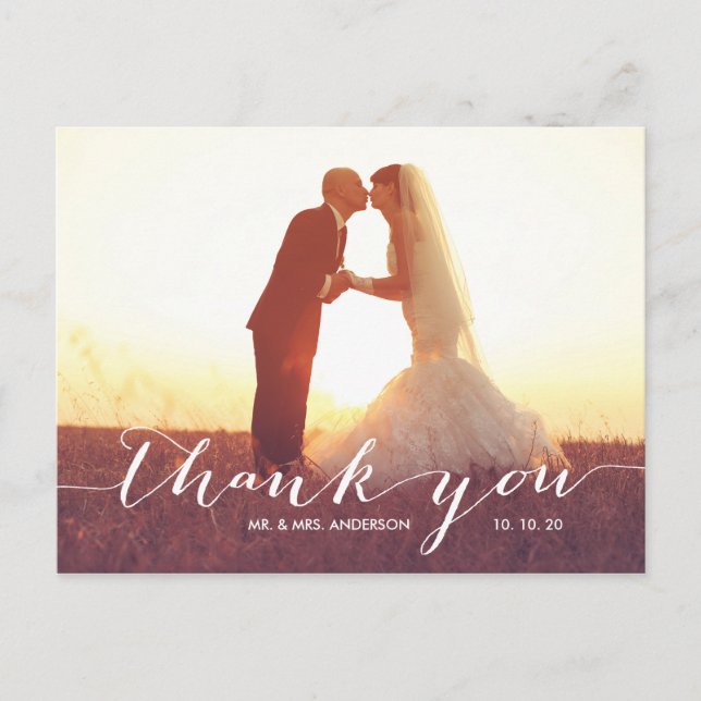 Handschriftzeichen | Hochzeit Danke, Postcard Postkarte (Vorderseite)