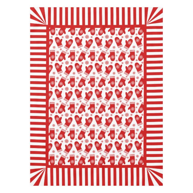 Handschuh-und Schneeflocke-Retro Tischdecke (Vorderseite)