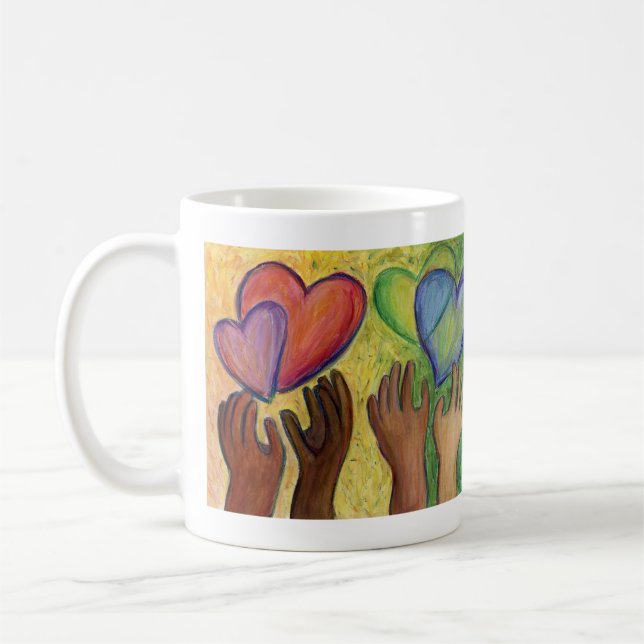 Handschuhe & Herz Diversity Liebe Art Custom Kaffe Kaffeetasse (Links)