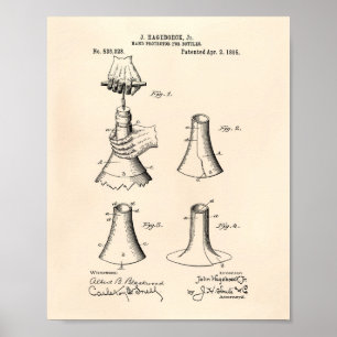 Handschützer Flaschen 1895 Patent Kunst Alte Peper Poster