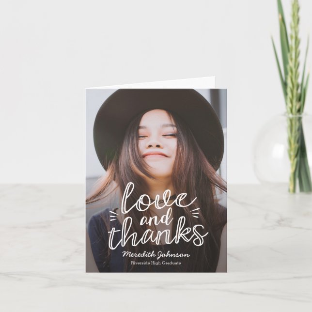 Handscript Glück EDITABLE FARBE Vielen Dank Karte (Vorderseite)