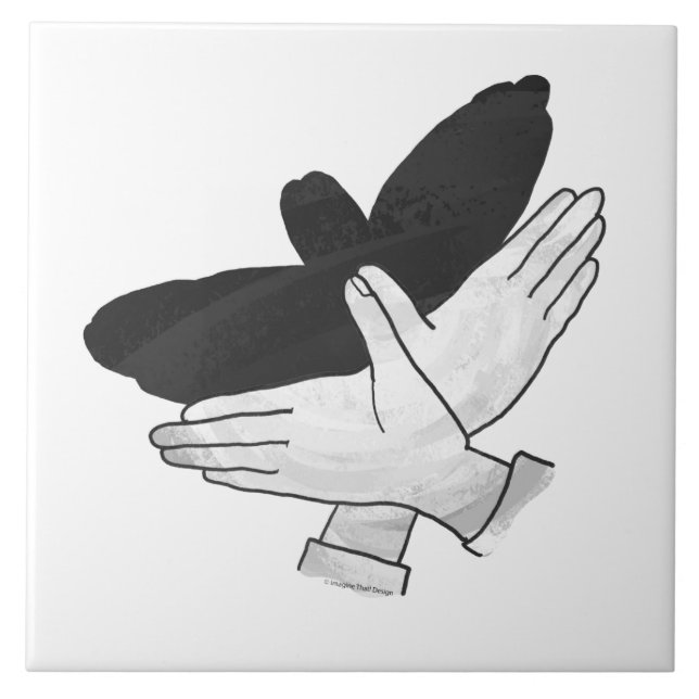 Handsilhouette Adler Fliese (Vorderseite)
