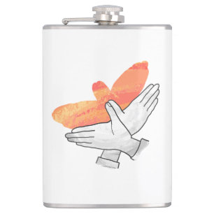 Handsilhouette Adler Orange Flachmann