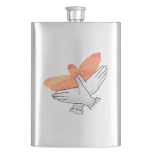 Handsilhouette Adler Orange Flachmann