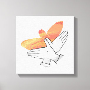 Handsilhouette Adler Orange Leinwanddruck