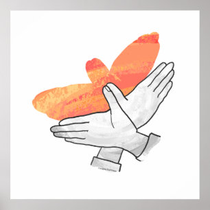 Handsilhouette Adler Orange Poster