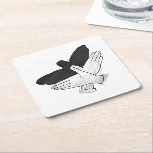 Handsilhouette Adler Rechteckiger Pappuntersetzer
