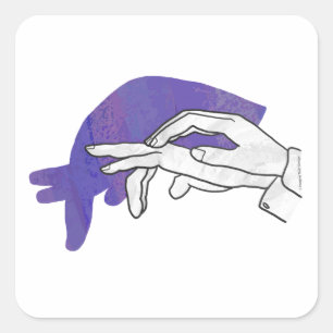 Handsilhouette Ameisenbär Lila Quadratischer Aufkleber