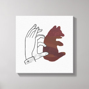 Handsilhouette Bärenjunges Braun Leinwanddruck