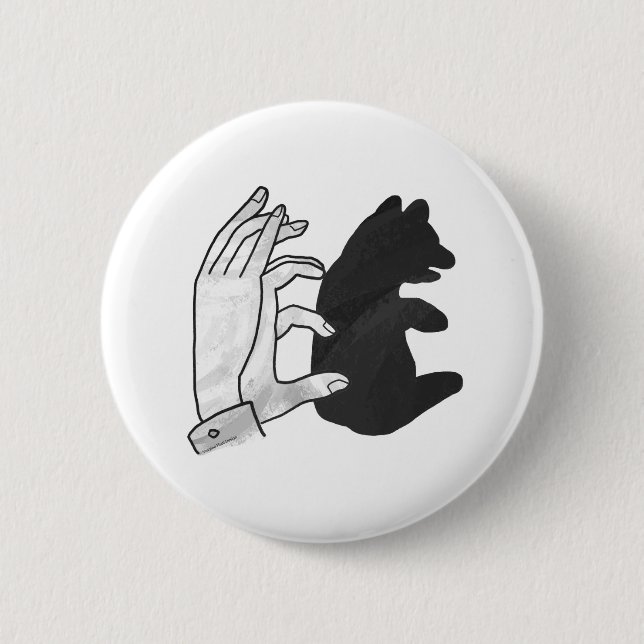 Handsilhouette Bärenjunges Button (Vorderseite)