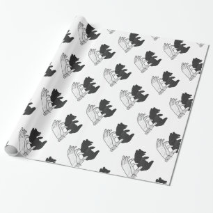 Handsilhouette Bärenjunges Geschenkpapier