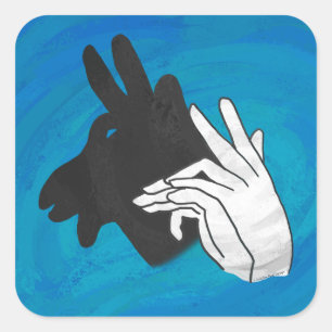 Handsilhouette Billy Ziegen Blau Quadratischer Aufkleber