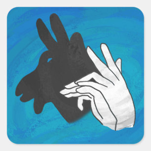Handsilhouette Billy Ziegen Blau Quadratischer Aufkleber