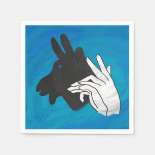 HandSilhouette-Billy-Ziegen-Blau Serviette