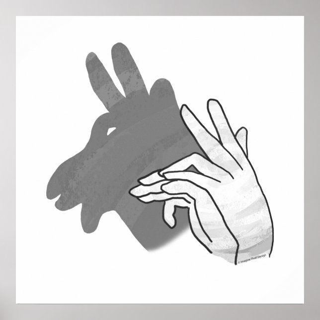 Handsilhouette Billy Ziegen Grau Poster (Vorne)