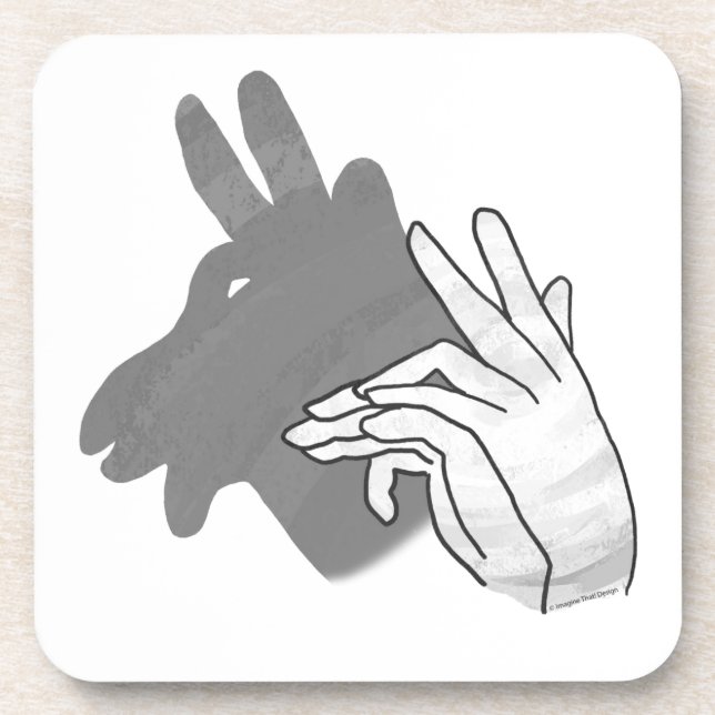 Handsilhouette Billy Ziegen Grau Untersetzer (Vorderseite)