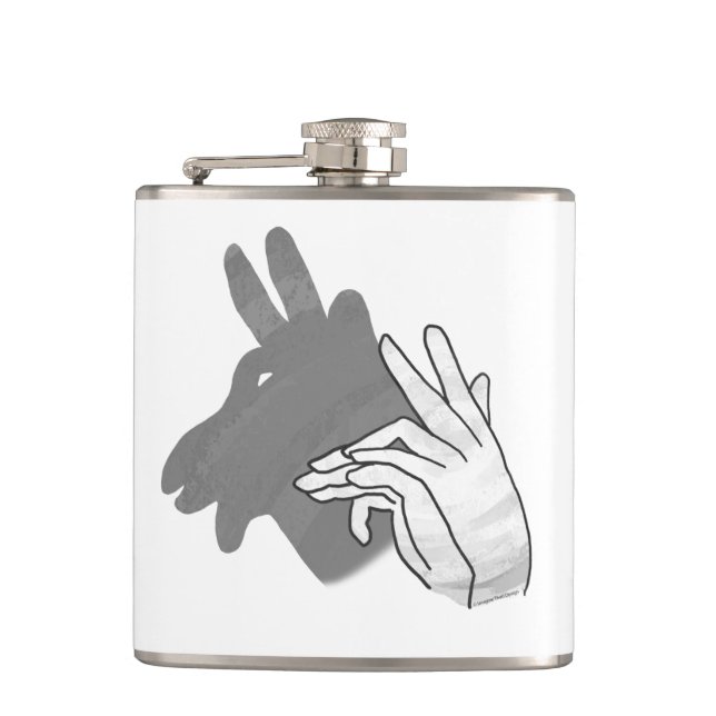 Handsilhouette Billygeiß graue Flachmann (Vorderseite)