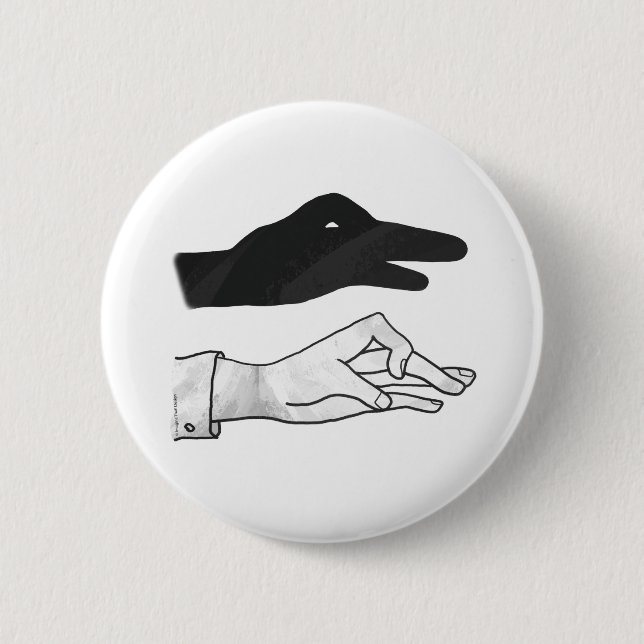 Handsilhouette Ente Button (Vorderseite)