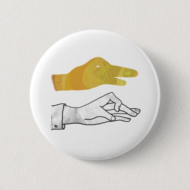 Handsilhouette Ente Gelb Button (Vorderseite)