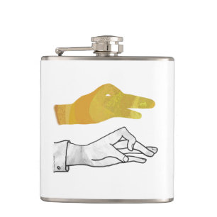 Handsilhouette Ente Gelb Flachmann