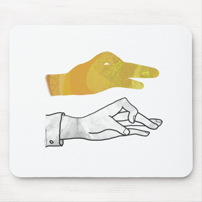 Handsilhouette Ente Gelb Mousepad (Vorne)