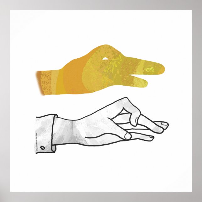 Handsilhouette Ente Gelb Poster (Vorne)