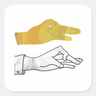 Handsilhouette Ente Gelb Quadratischer Aufkleber