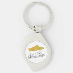 Handsilhouette Ente Gelb Schlüsselanhänger