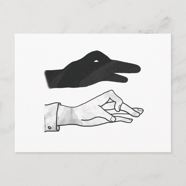 Handsilhouette Ente Postkarte (Vorderseite)