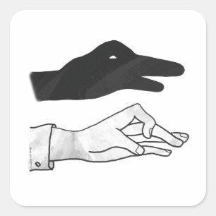 Handsilhouette Ente Quadratischer Aufkleber