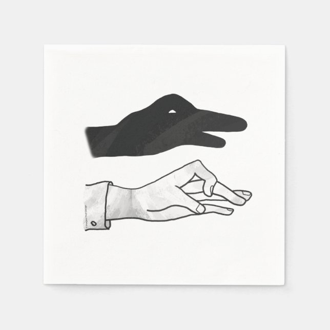 Handsilhouette Ente Serviette (Vorderseite)