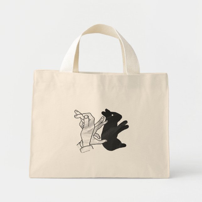 Handsilhouette Hase Mini Stoffbeutel (Vorne)